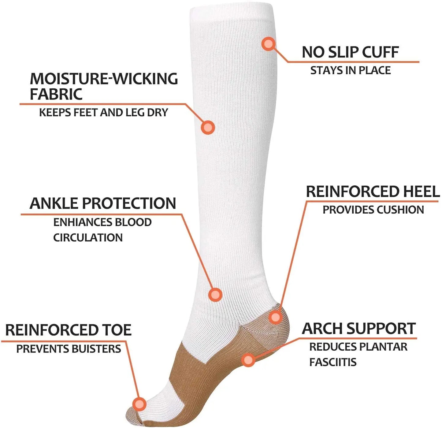 Copper Compression Socks Fatigue Pain Relief