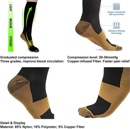 Copper Compression Socks Fatigue Pain Relief